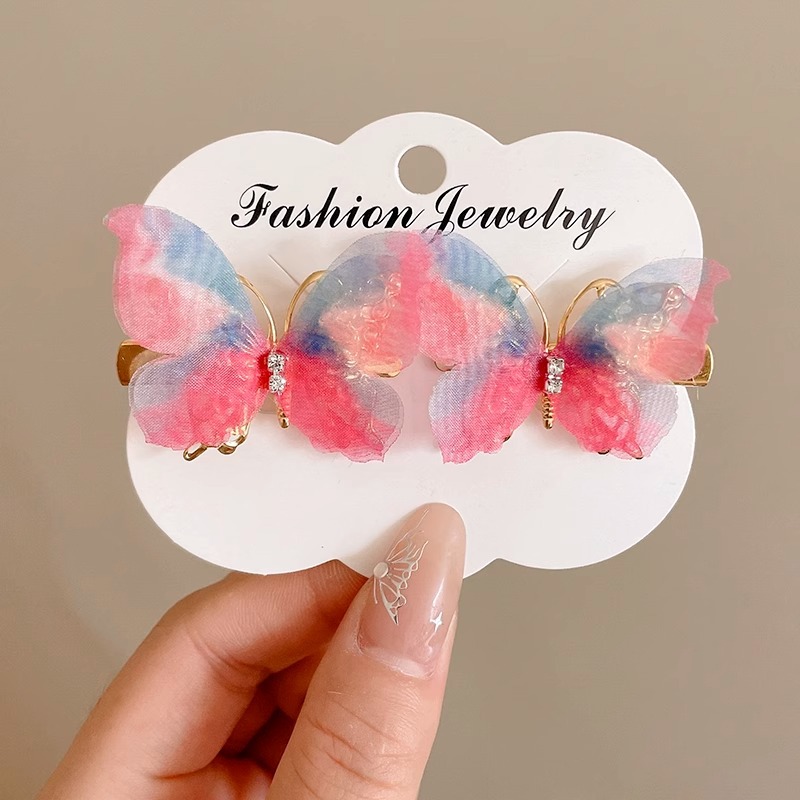 Horquilla de mariposa en movimiento horquilla de diamantes de imitación súper inmortal para niños 2025 nuevo clip de cabello roto lateral de niña accesorios para el cabello