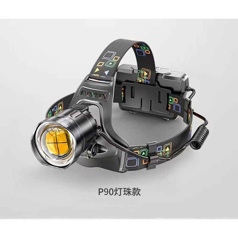 Detección de pista de alta potencia de luz fuerte Faro de carga al aire libre senderismo sitio faro construcción enfoque P70 faro impermeable