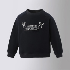 Feminine and stylish embroidered butterfly knot sweatshirt for girls, new long-sleeved medium and large children's clothing for spring and autumn, warm children's top for girls