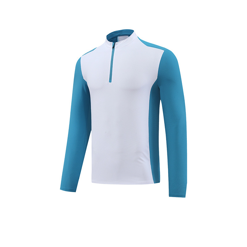 Camiseta deportiva de primavera para hombre, de secado rápido, con cuello alto, media cremallera, para entrenamiento físico, para comercio exterior transfronterizo en Amazon