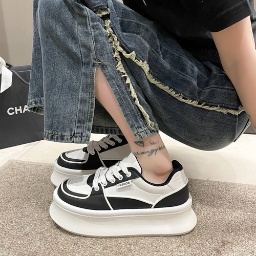 Simple thick-soled white shoes for women 2024 new summer thin style versatile casual simple increased height casual sports sneakers