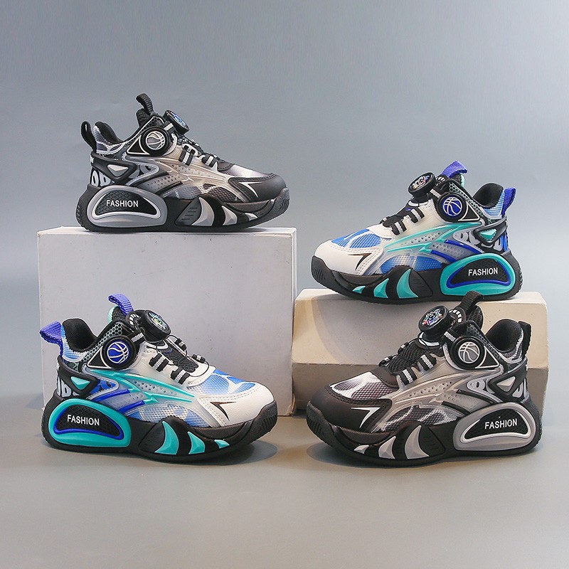 Zapatos deportivos para niños primavera y otoño 2026 nuevos zapatos de corrida transpirables de malla para niños zapatos de baloncesto para niños