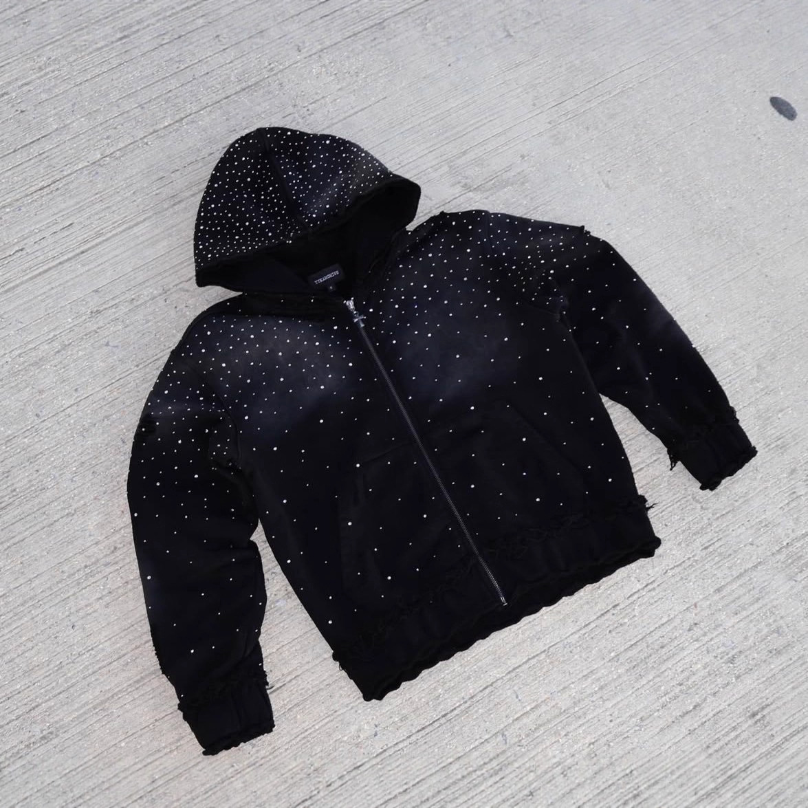 European and American Cross-Border Men's Clothing Autumn and Winter Trendy Starry Sky Print Hooded Zipper Sweatshirt Men's Street Hip-Hop Loose Jacket