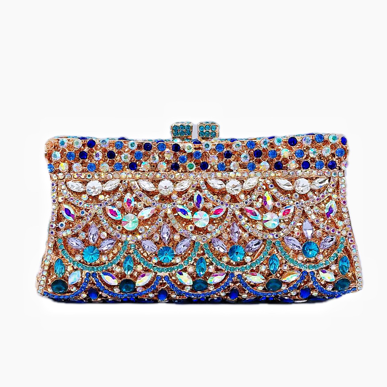 Seleccione estrictamente BL134 bolsos huecos de metal con diamantes bolsas de banquete de porcelana azul azul azul plata bolsas de diamantes