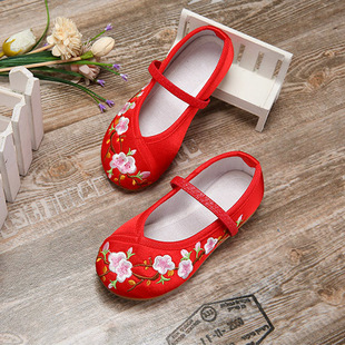 Hanfu Shoes Girls' Chinese Style Children's Embroidered Shoes Ethnic Antique Baby Table Performance Ancient Costure Old Beijing Cloth Shoes