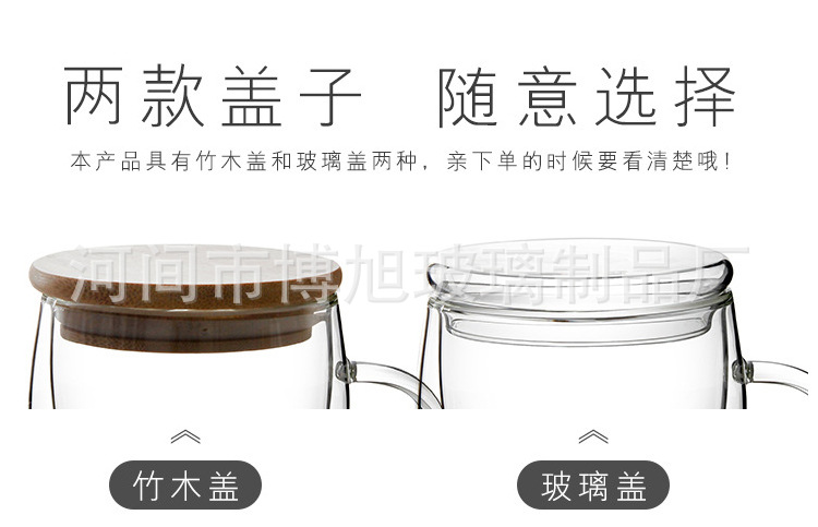 Taza de cristal resistente al calor de la doble-capa con la taza de café transparente de la manija taza fría creativa de la bebida de la leche con ventas directas de la fábrica de la taza de la tapa