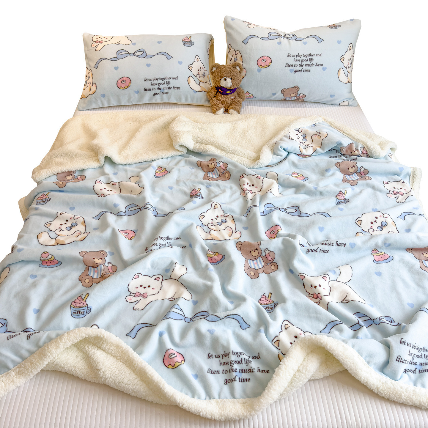Duas caras leche mantas de peluche más sábanas de peluche de invierno mantas de peluche de coral dormitorio de estudiantes mantas de siesta