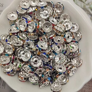 Gold Diamond spacer round diamond ring 6mm8mm10mm wheel piece DIY bracelet necklace beaded jewelry accessories