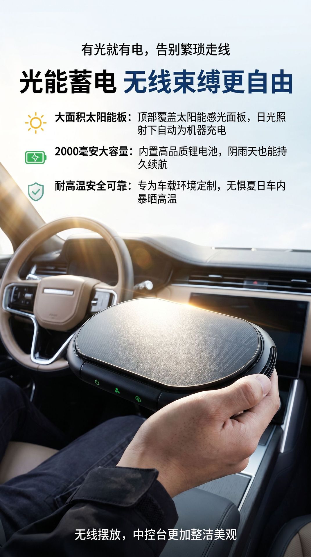 Car Air Purifier with Solar Power, Dual Fan, Smart Start-Stop, Negative Ion, Formaldehyde Removal, Odor Removal, with Fragrance, Wholesale