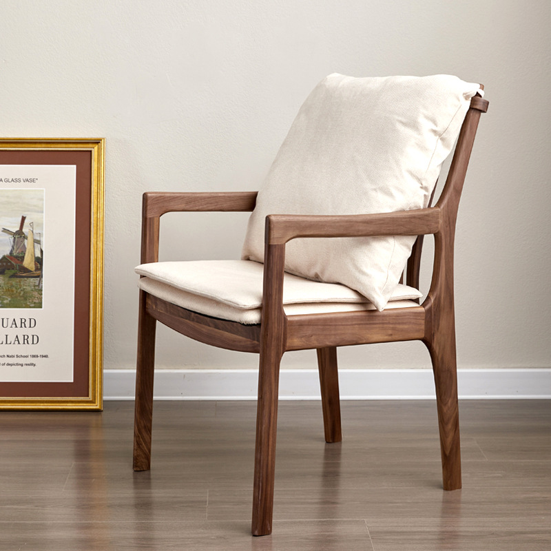 Simple Black Walnut Barton Chair Nordic Cherry Wood Armrest Backrest Dining Chair Desk Chair Restaurant Coffee Chair