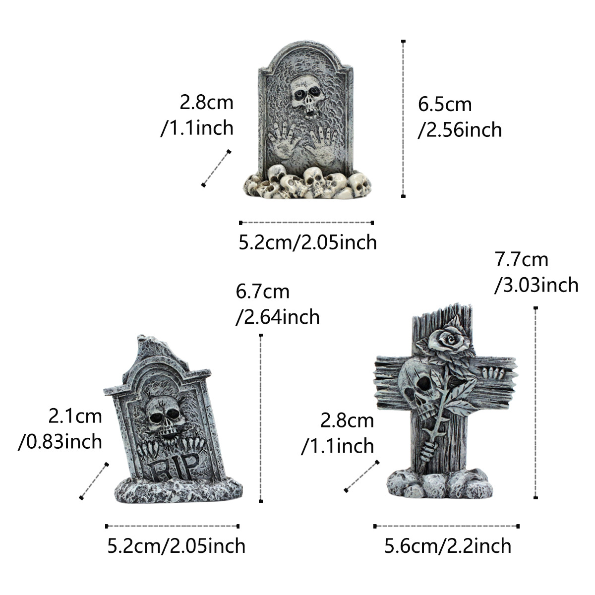Halloween set of three small tombstones decorative ornaments tombstone courtyard logo outdoor lawn courtyard garden decoration