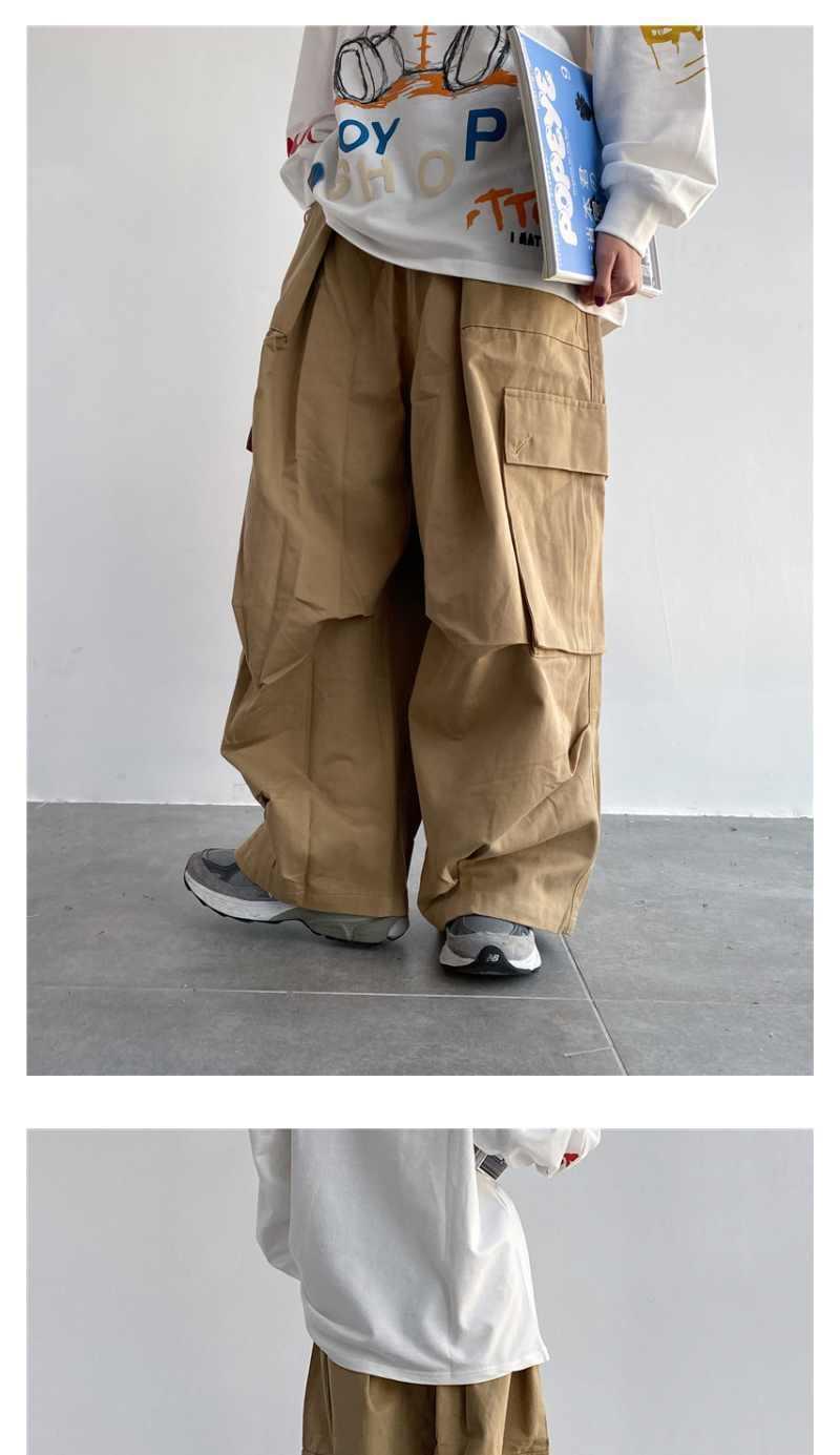 Streetwear Solid Color Cotton Full Length Pocket Cargo Pants display picture 2