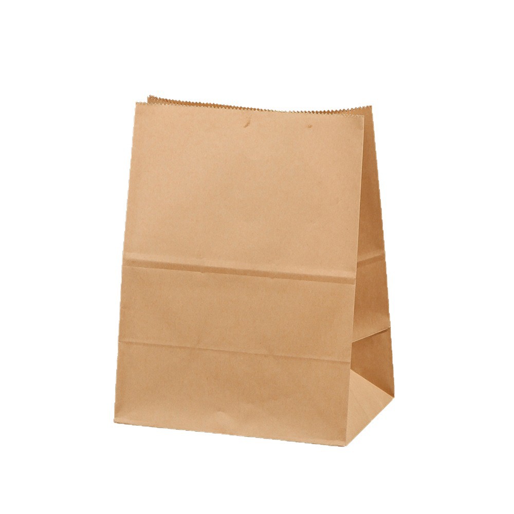 Bolsas de papel Kraft de fondo cuadrado al contado para hornear alimentos recubiertos bolsas de papel antiaceite bolsas de papel para llevar hamburguesas bolsas de almacenamiento desechables