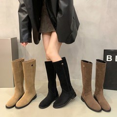 西部牛仔马丁靴时尚瘦瘦靴女鞋2025年新款秋复古绒面骑士靴长筒靴