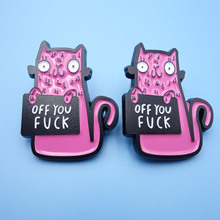 烤漆金属徽章 愤怒的小猫合金烤漆胸针徽章 服饰饰品徽章