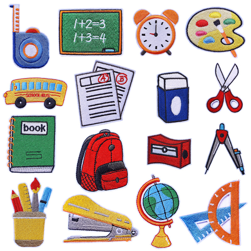 新款学习用品布贴卡通可爱电脑绣花书包袋子装饰刺绣布贴童装辅料
