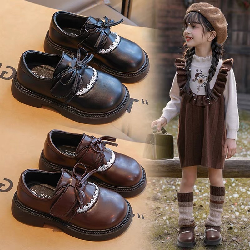 Girls' Shoes Kidsren's Princess Small Leather Shoes 2025 New Spring and Autum Real Soft Leather Soft Sole Baby Girl British Style Flats