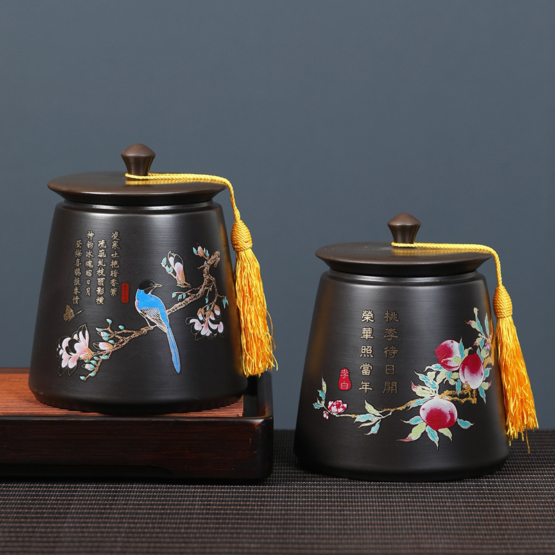 Zisha Tea Canister Household Sealing Canister Large Ceramic Storage Canister White Tea Pu-erh Tea Waking Canister Moisture-Proof Canister Direct Sale from Manufacturer