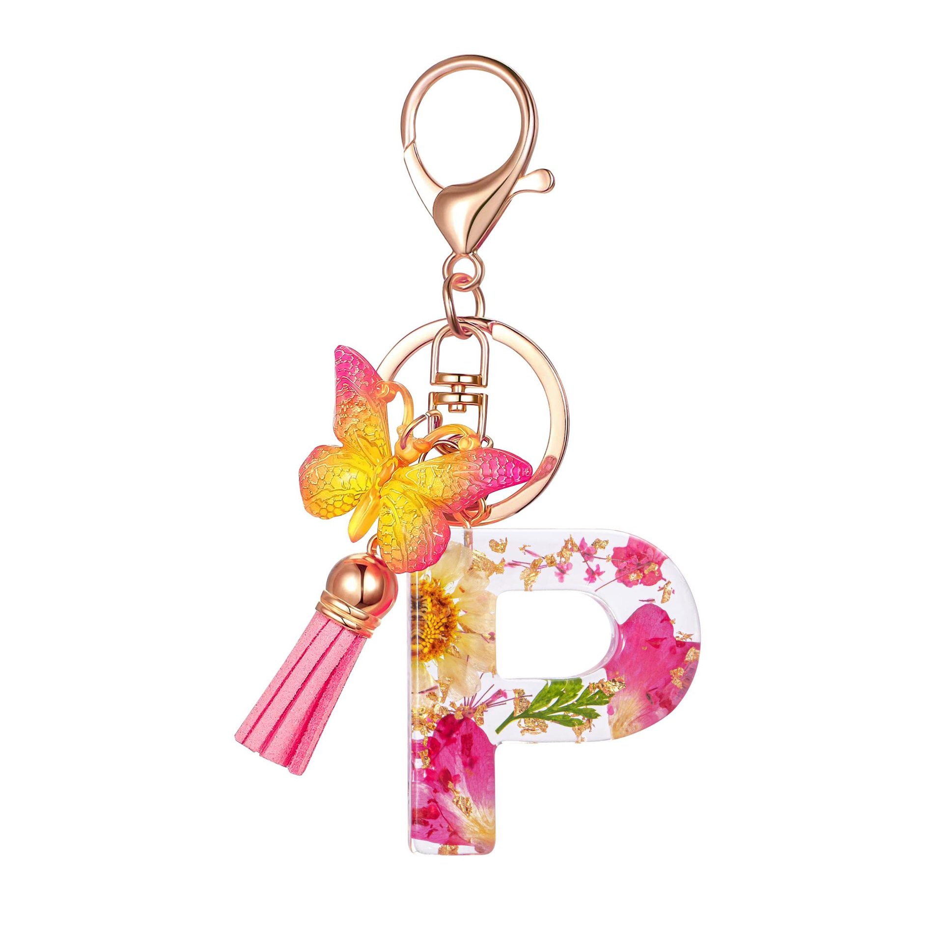 Daily Occasion Modern Style Letter Flower Butterfly Resin Women's Keychain