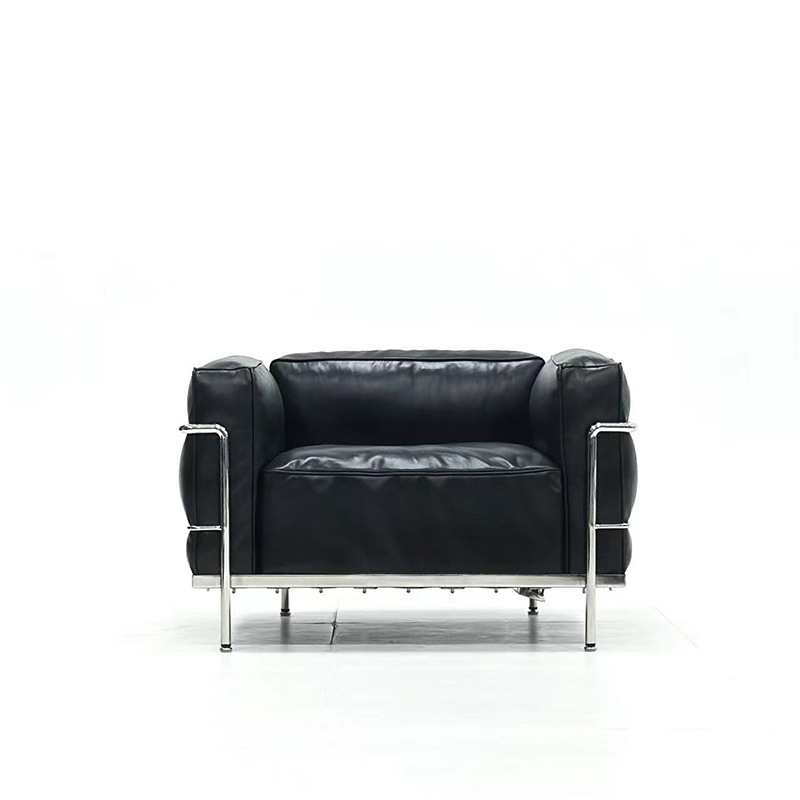 LC3sofa original re-grabado sofá de cuero auténtico sofá de diseño de estilo de casa pequeña línea recta sofá individual