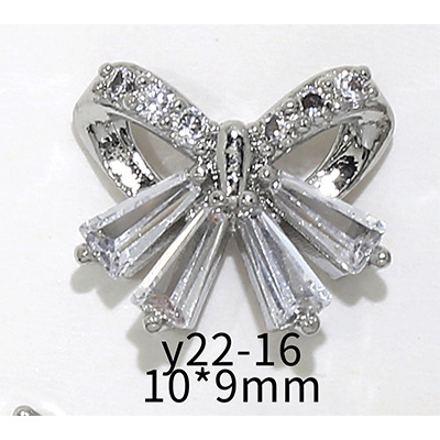 En línea popular LZ estrella mango circón joyería de uñas al por mayor amor cadena arco Rosa diamante decoración de uñas