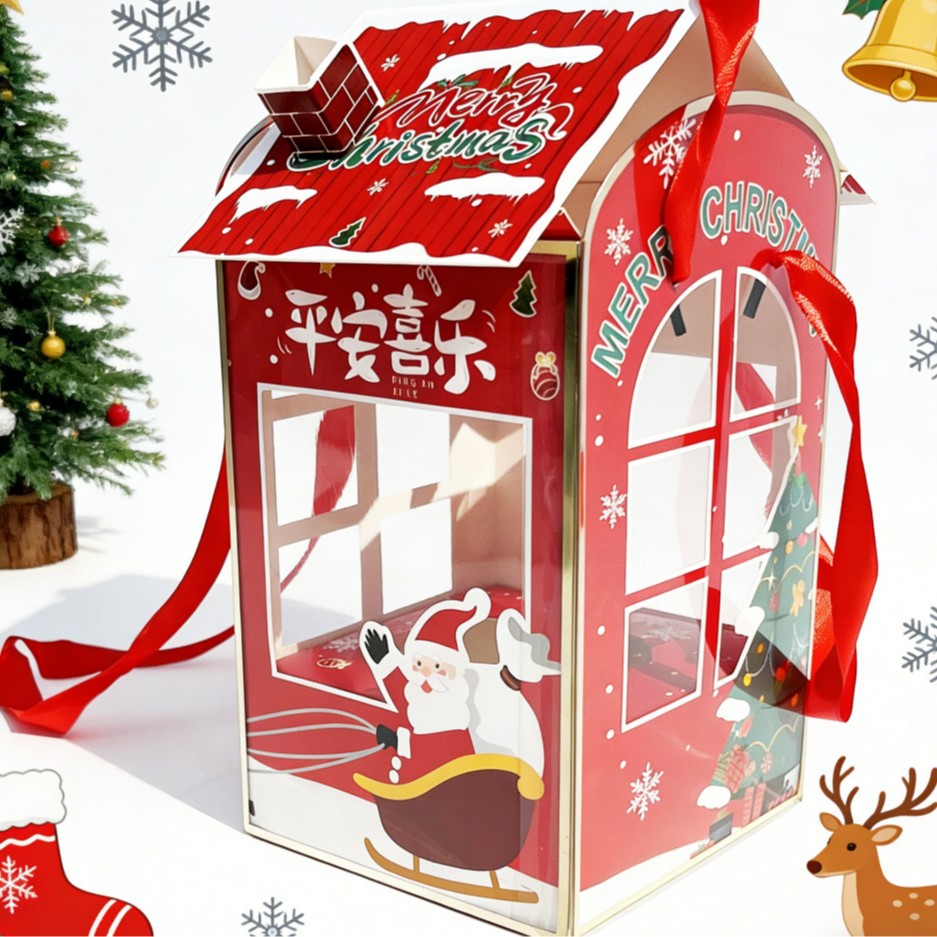 Navidad plegable caja de manzana bolsas de regalo portátiles Nochebuena niños bolsas de dulces portátiles caja de regalo image 1