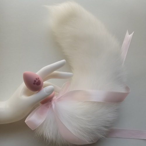 Vixen Tail Anal Plug Removable SM Gold Metal Toy Tail Sex Toy White Fox Real Fur Tail