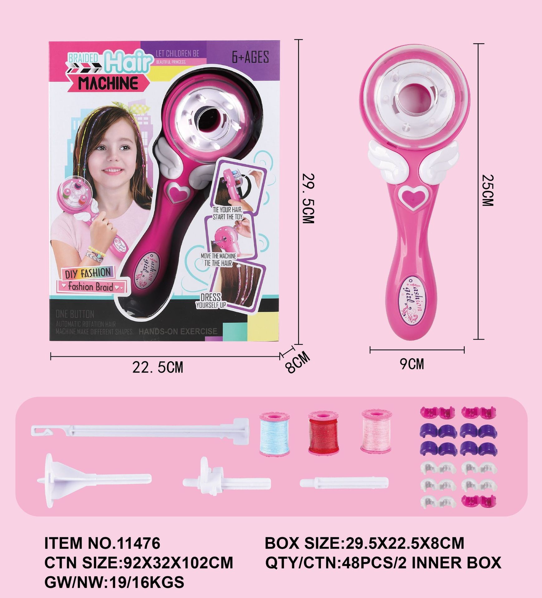 Fabricantes suministro de trenzas eléctrico de tres hilos Dispositivo de trenzado de cabello bricolaje máquina de perforación de uñas mágica maquillaje accesorios para el cabello Juguetes