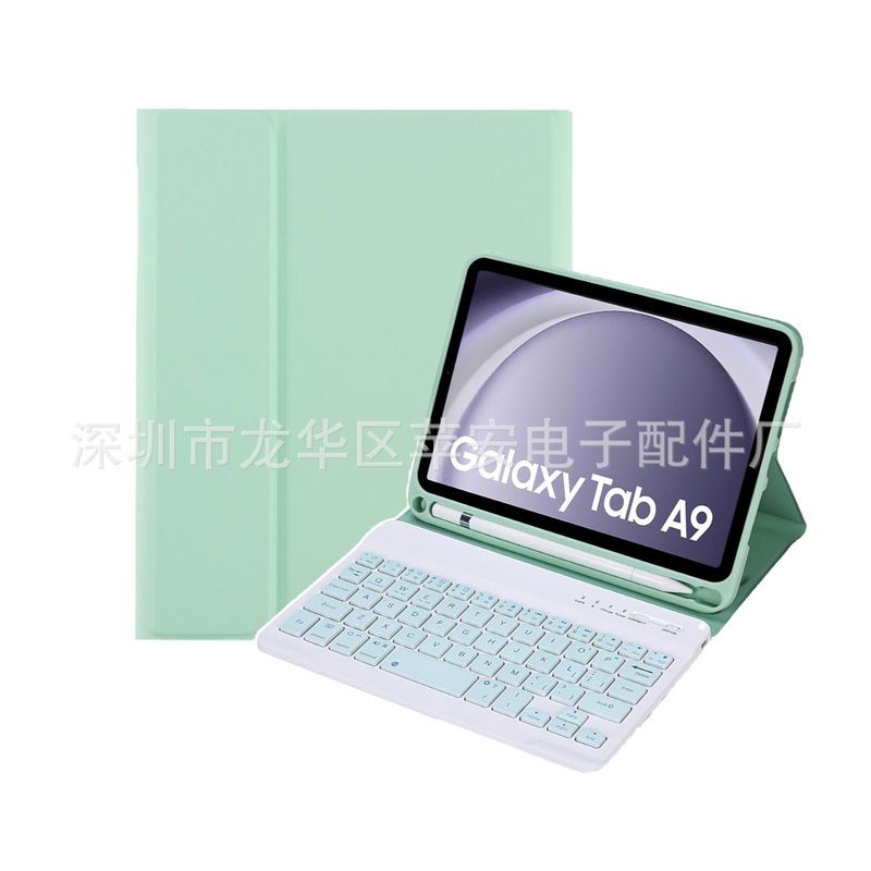 Samsung Tab A9 8.7inch Bluetooth キーボード保護ケース X110 ラウンドキーキャップ磁気吸着分割型 X115 ペンホルダーに適しています。|undefined