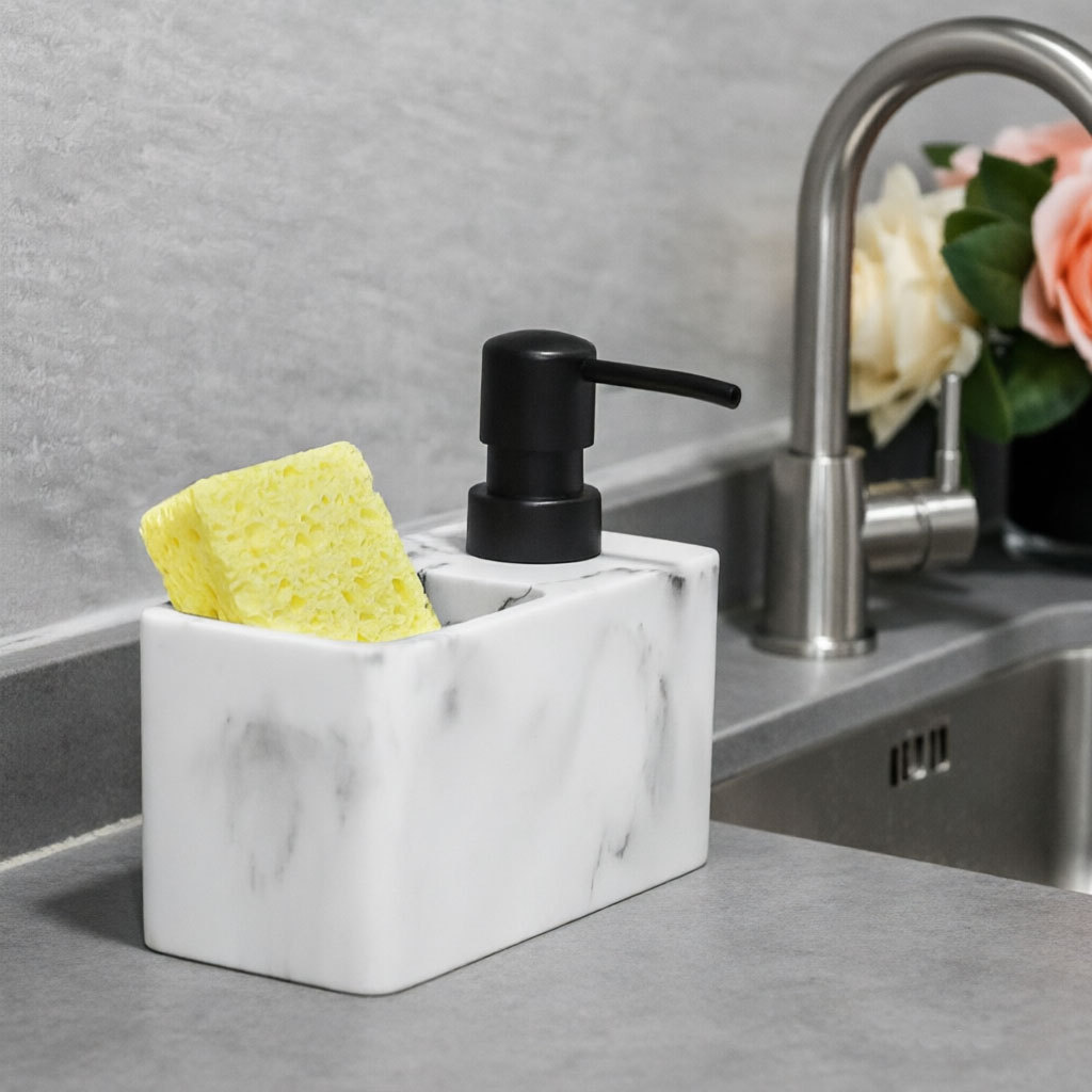 detergente de cocina doméstico prensado botella de embalaje de baño botella de loción de lavado de manos jabón líquido con esponja limpia caja de almacenamiento
