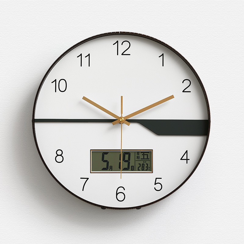 Mandelda Punch-free Clock Wall Clock Living Room Home Modern Simple And Atmospheric Time Hanging Wall Clock