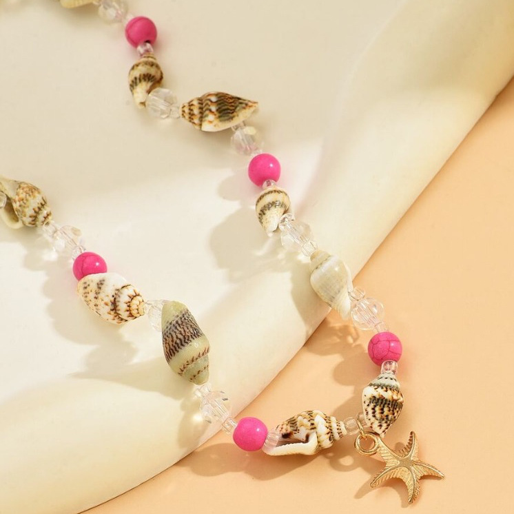 02 골드 - 레드 펄 - 불가사리 목걸이