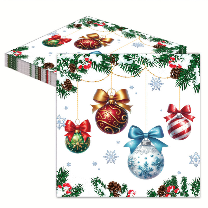 Cross-Border Dropshipping Can Be Labeled Christmas Kitchen Napkins Blue Christmas Printed Table Decoration Holiday Napkins Cross-Border Dropshipping Can Be Labeled Christmas Kitchen Napkins Blue Christmas Printed Table Decoration Holiday Napkins