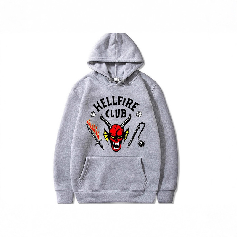 2025 Cross-Border Stranger Things 4 Hellfire Club Hoodie with Fleece Lining