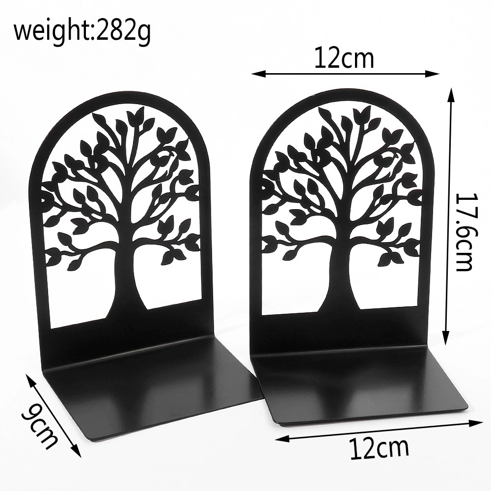 Bookends (Life Tree) Metal Tree-Shadow Design, Desktop Book Storage Pair, Decorative