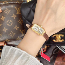 米莉莎方形小资花纹小众Mishali手表女复古小香风女士小巧细带