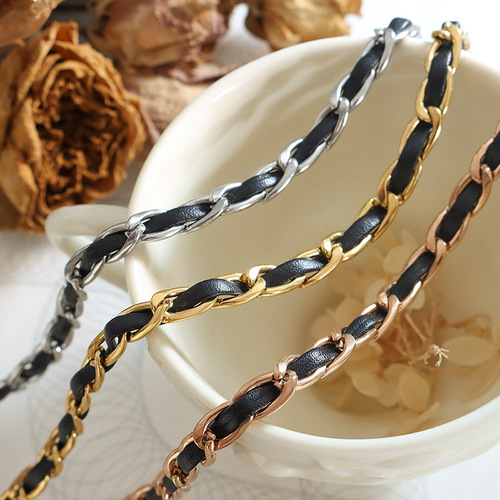 European and American ins fashion braided leather rope necklace personality fashion bracelet small tomboy cool style accessories jewelry set 