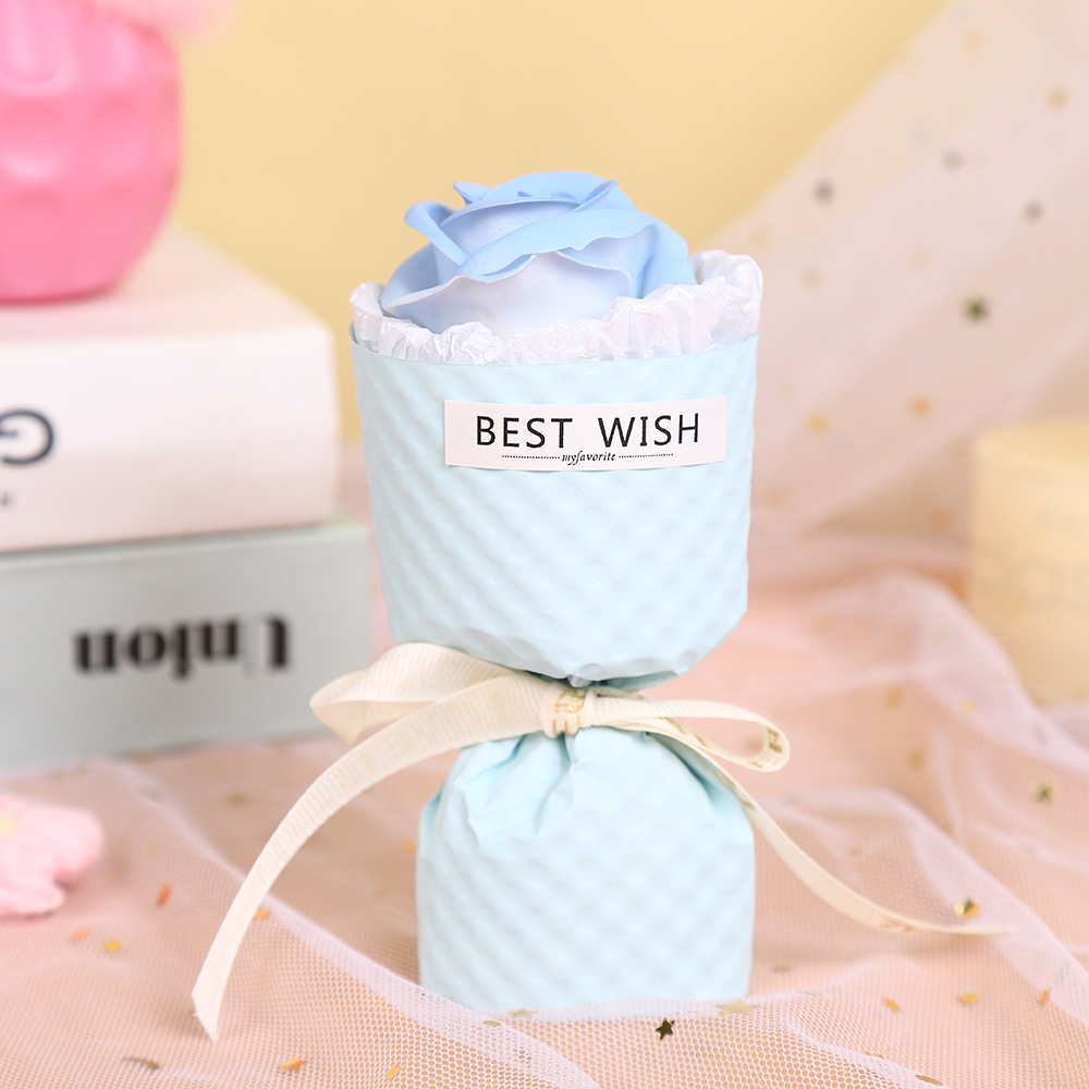 Día de San Valentín mini bolsillo de coche rosa jabón pequeño ramo de flores decoración para la esposa de la mano mano regalo