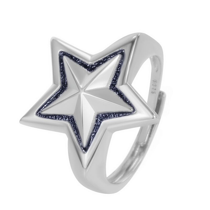 European and American rock style punk big five-pointed star Ring Ring couple accessories lucky Guardian pentagram ring