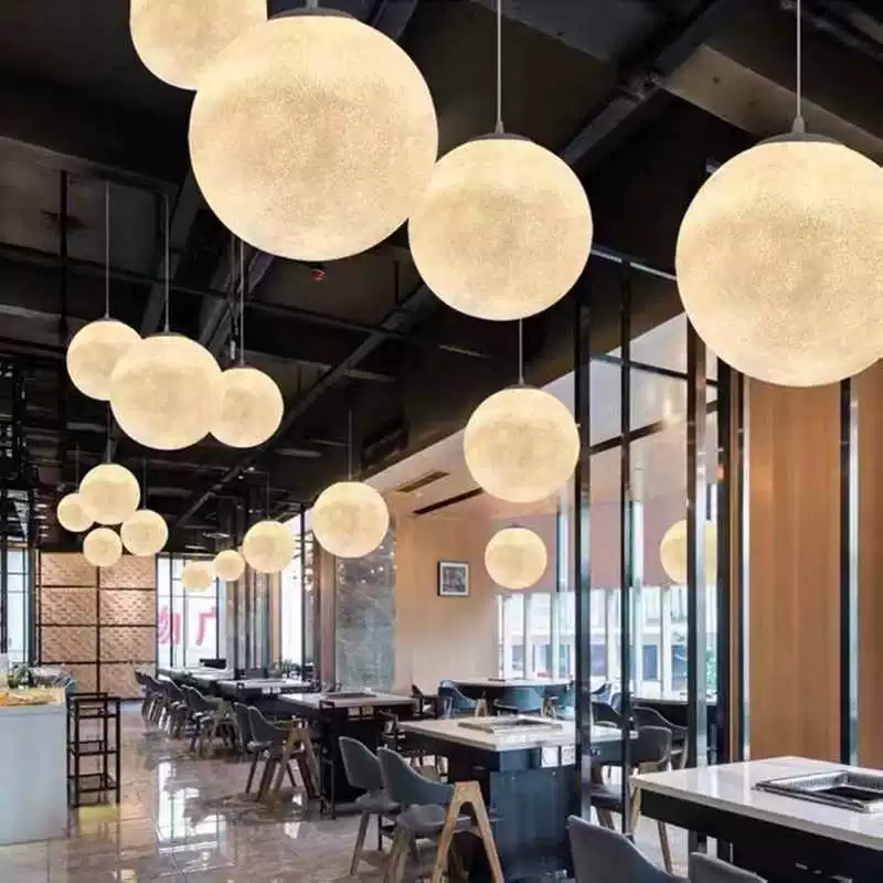 Moon, creative spherical ceiling lamp for living room, internet celebrity