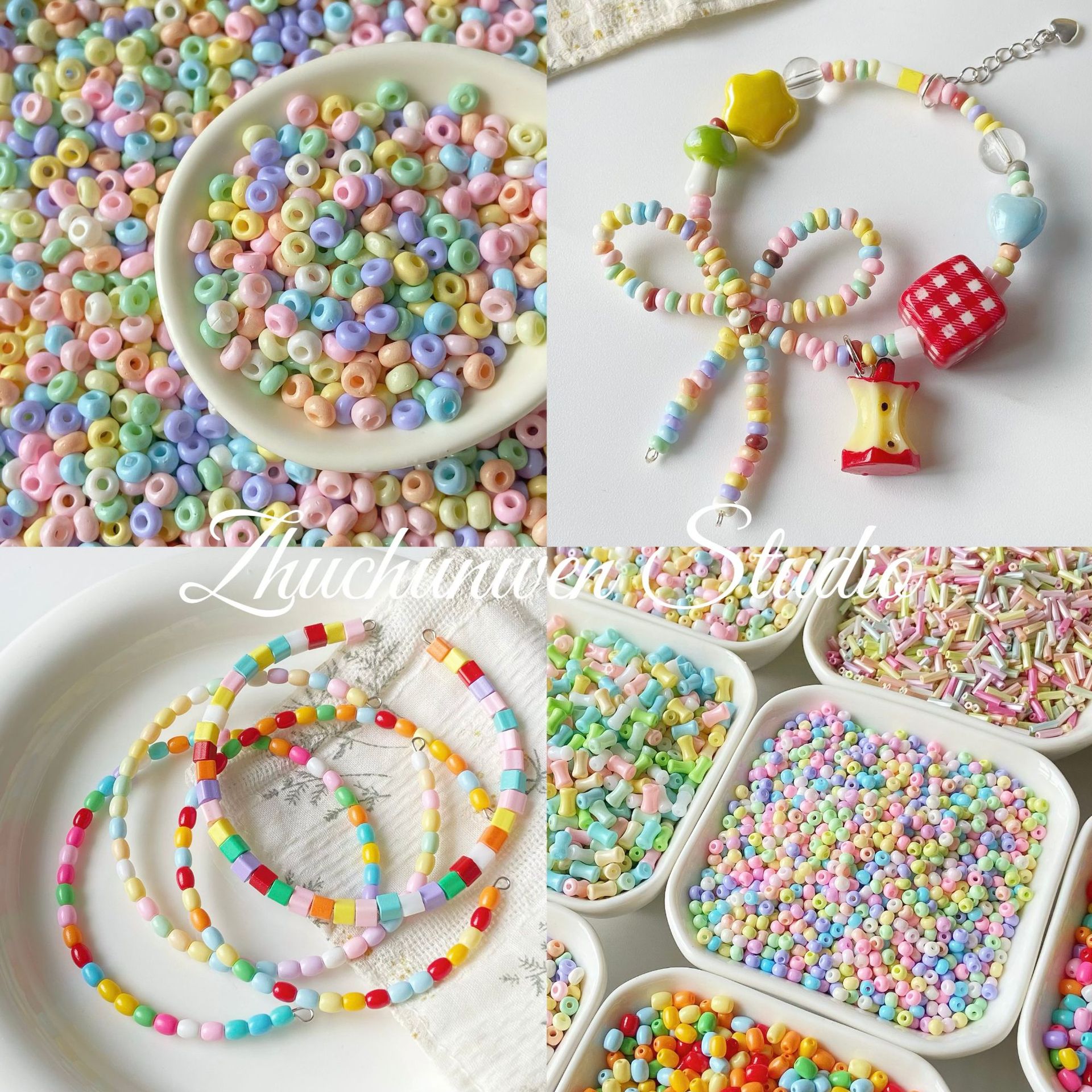Dopamina color vidrio mixto cuentas de arroz cuentas sueltas cuentas bricolaje material hecho a mano accesorios de collar joyas
