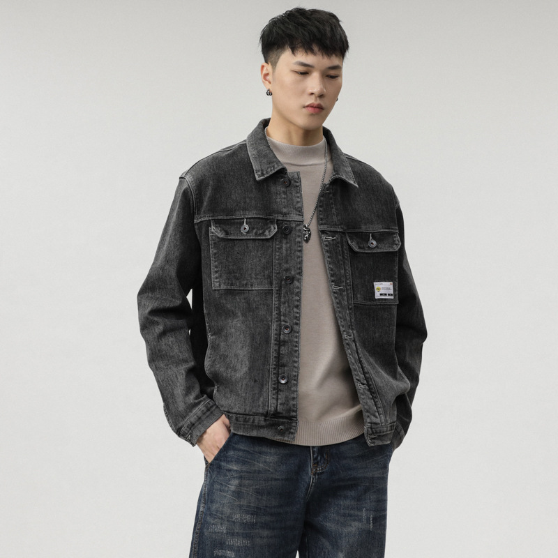 Veste transfrontalière pour hommes d'Amazon portant une veste en jean Joker chemise décontractée tendance pour hommes personnalité mince pour hommes_voghion.com