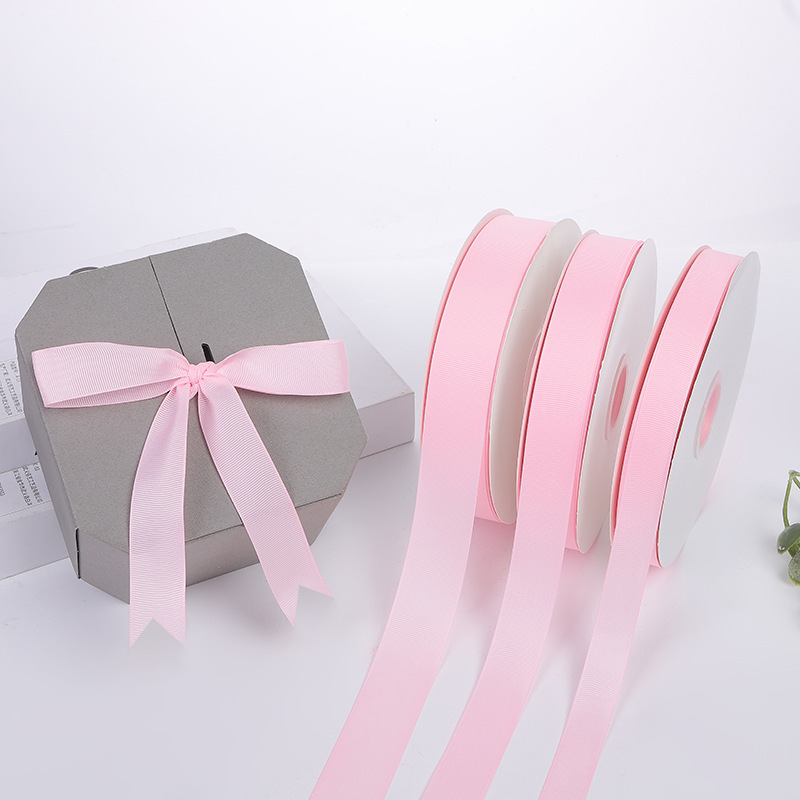Factory Multi-specification Pink Ribbed Ribbon Fresh Flowers Gift Box Packaging Clothing Accessory Shoulder Strap Ribbon Wholesale