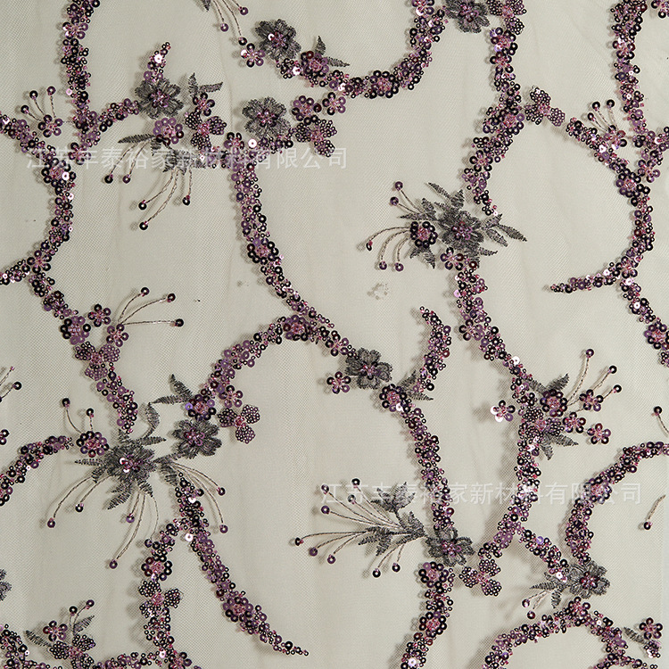 Tejido de cuentas, línea rosa, esquinilla rosa, cuentas de perforación tridimensional, vestido de noche de moda de alta gama