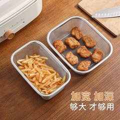 Stainless steel rectangular oil leakage net frying oil draining artifact oil draining rack square basket frying basket oil screen mesh basin