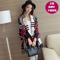 新商品のストールの韓国版のファッションのセーターの女性の春と秋冬のニットのコウモリのシャツのマントのコートの格子のファッションのカーディガン