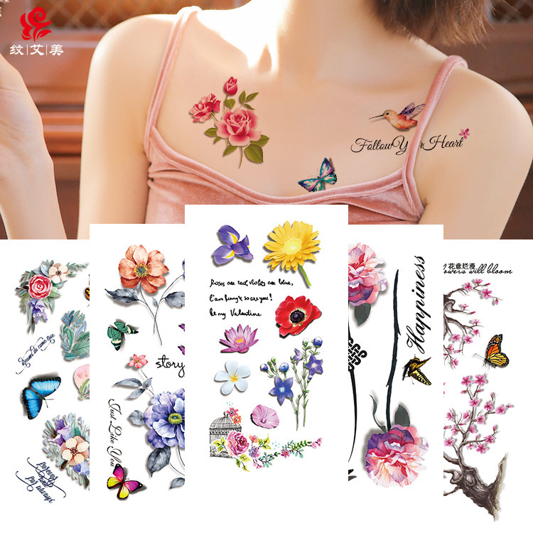 New in stock 3D tattoo stickers temporary waterproof tattoo three-dimensional color tattoo butterfly applique tattoo stickers wholesale