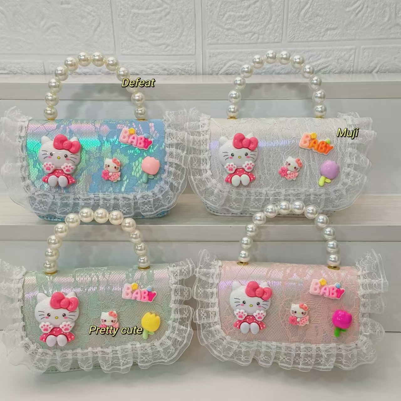 Cartoon KT feline bolso bolso de perla bolso de hombro mochila bolso de cambio bolso de cadena bolso pequeño bolso cuadrado bolso para niños