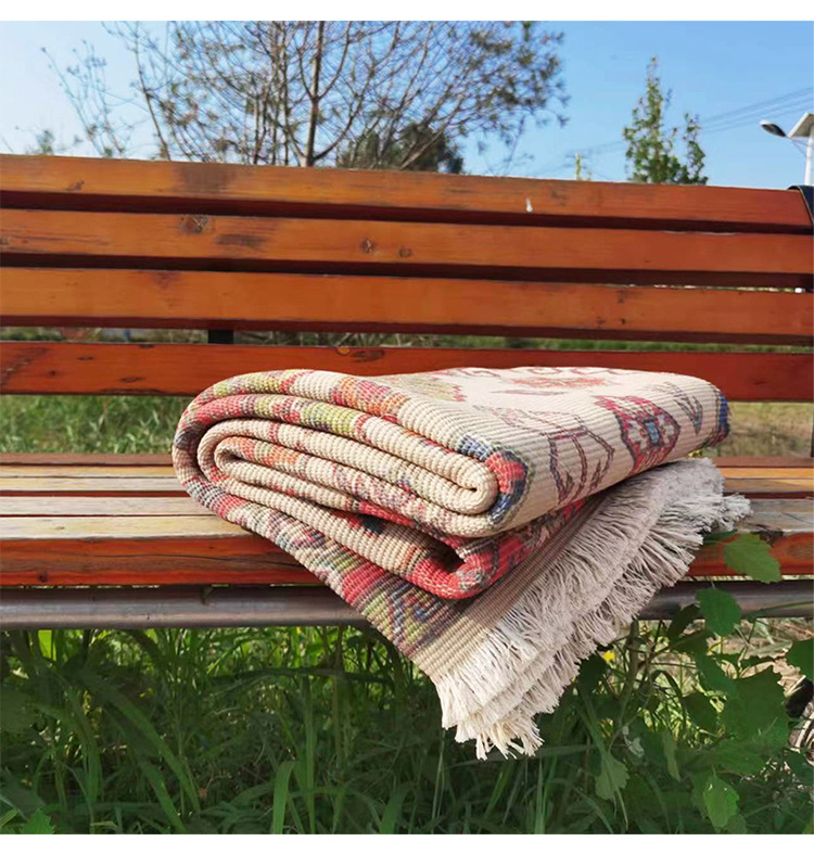 手工流蘇編織毯,露營毯,酒店民宿裝飾毯,野餐墊,防潮墊