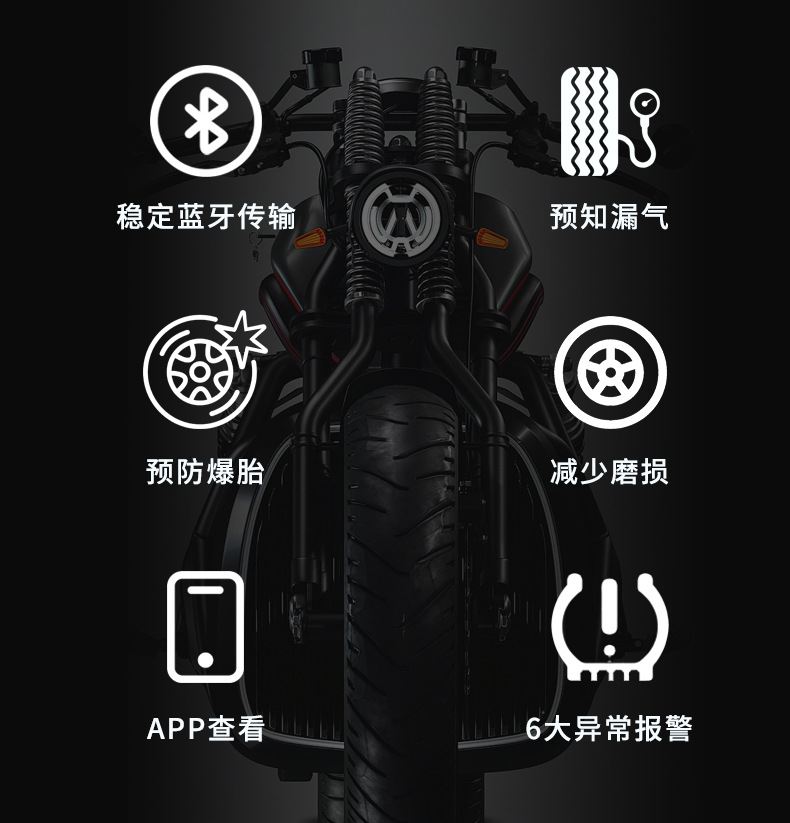 Mobile app, Bluetooth tire pressure monitoring system, external wireless sensor for motorcycles, electric vehicles, and cars